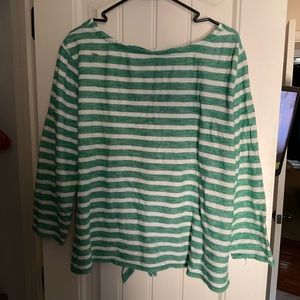 Old Navy Women Size XL Green/White Striped Shirt